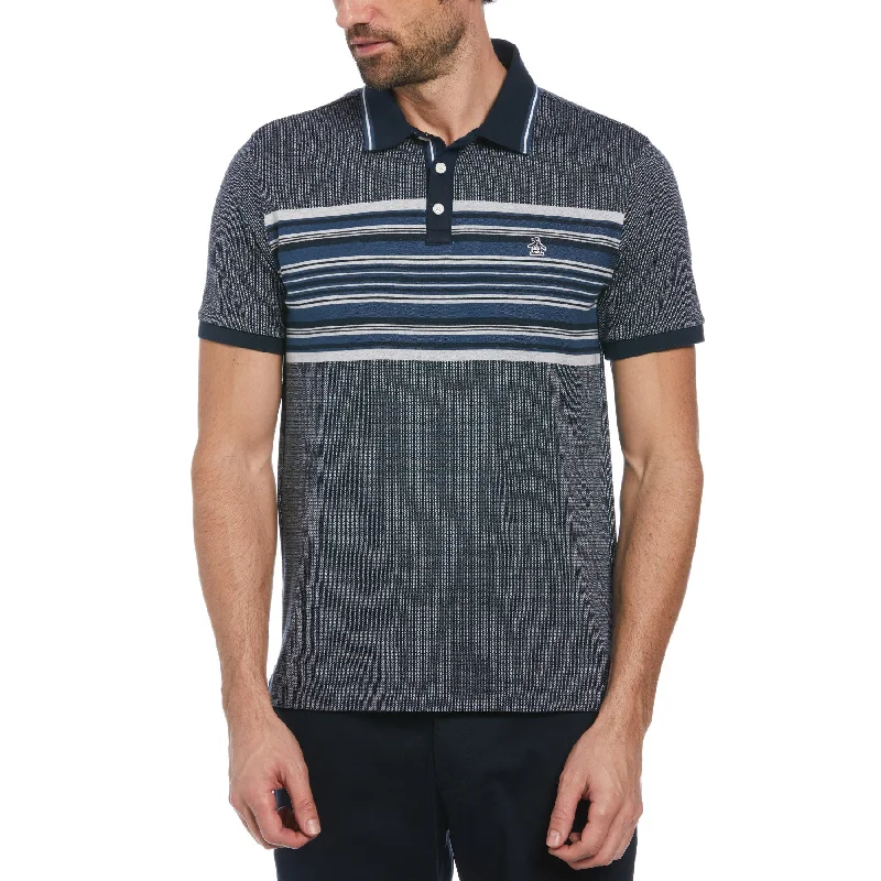 Special Price All Over Jaquard Striped Polo Shirt In Sargasso Sea
