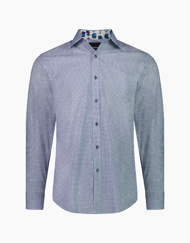 Make Your Weekend Count with Savings Barbican Navy & Blue Geo Print Shirt