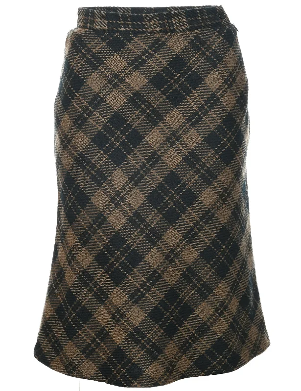 Weekend Specials to Indulge In Wool Checked Pencil Skirt - S