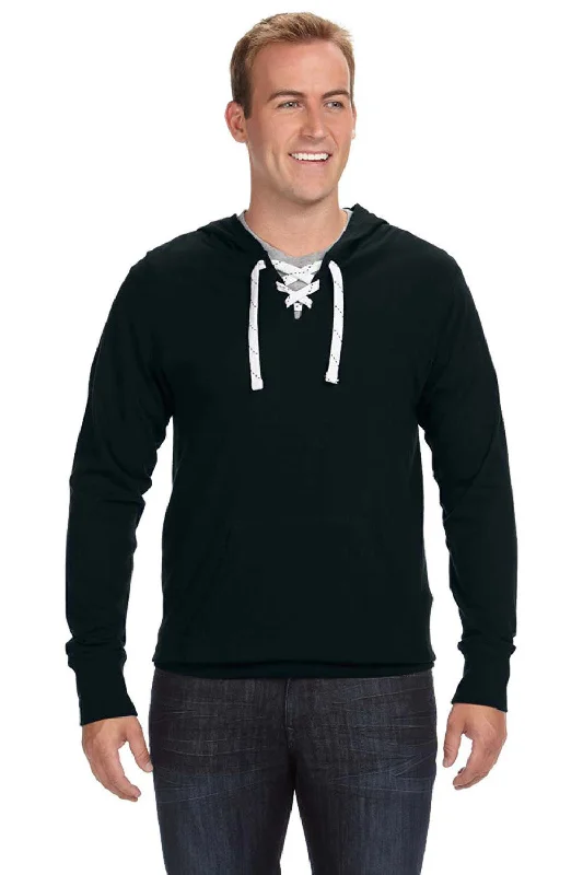 Don't Wait J America Mens Sport Lace Jersey Hooded Sweatshirt Hoodie w/ Pouch Pocket - Black Don't Wait J America Mens Sport Lace Jersey Hooded Sweatshirt Hoodie w/ Pouch Pocket - Black