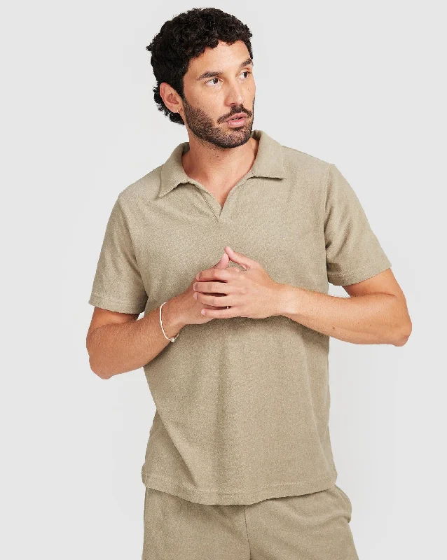 Weekend Discounts to Enjoy Terry Polo Olive