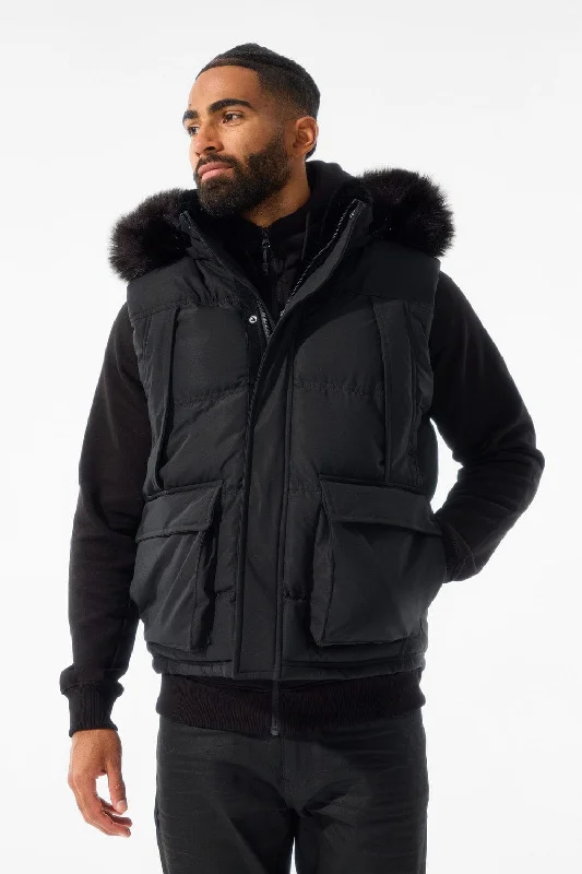 Time-Limited Offer Yukon Fur Lined Puffer Vest (Black)