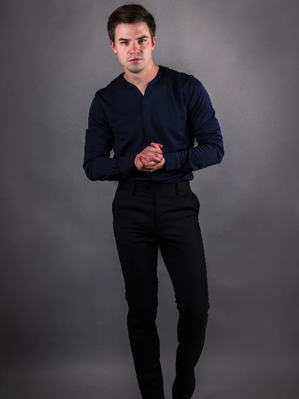 New Deals 2.0 Collarless Future Button-Up - Navy (Recycled)
