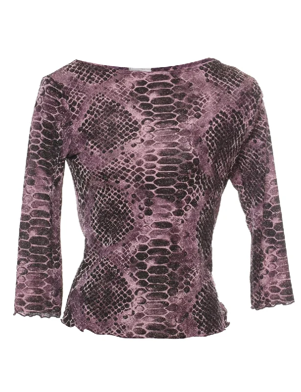 Midnight Sale Y2K Plum Metallic Evening Top - S