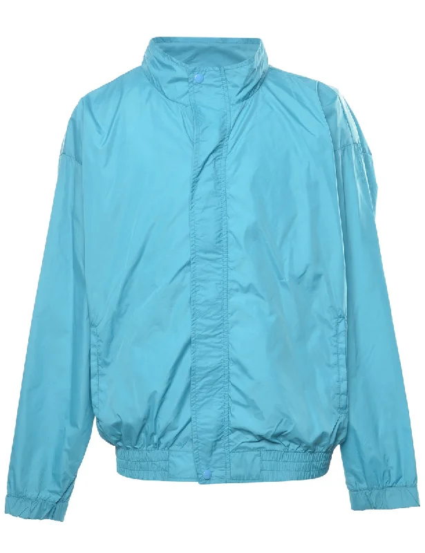 Weekend Discounts to Delight Turquoise Zip-Front Nylon Jacket - XL