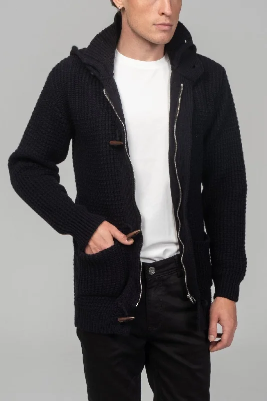 Limited Stock Hooded Fitted Lumber Cardigan - Navy