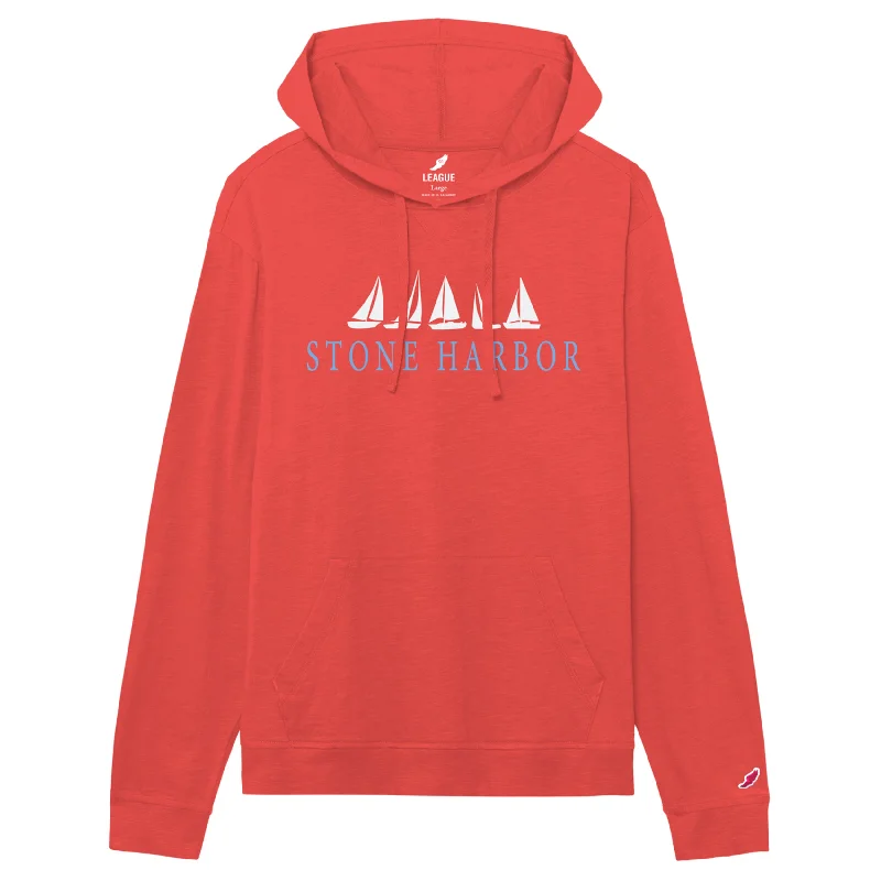 Super Bargain Men's Stone Harbor Jersey Slub Long Sleeve Hood - Nantucket Red