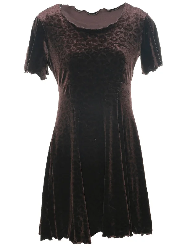 Deal Frenzy Velvet Dark Brown Evening Dress - S