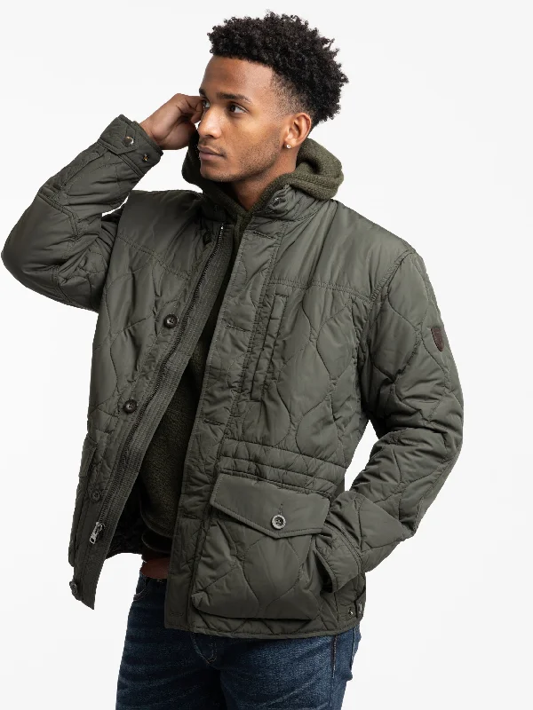 Mega Sale Olive Smoke Quilted Utility Jacket