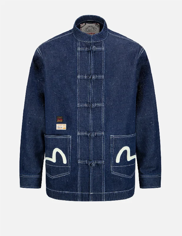 Shop and Save Godhead Label Embroidery Denim Chinese Jacket