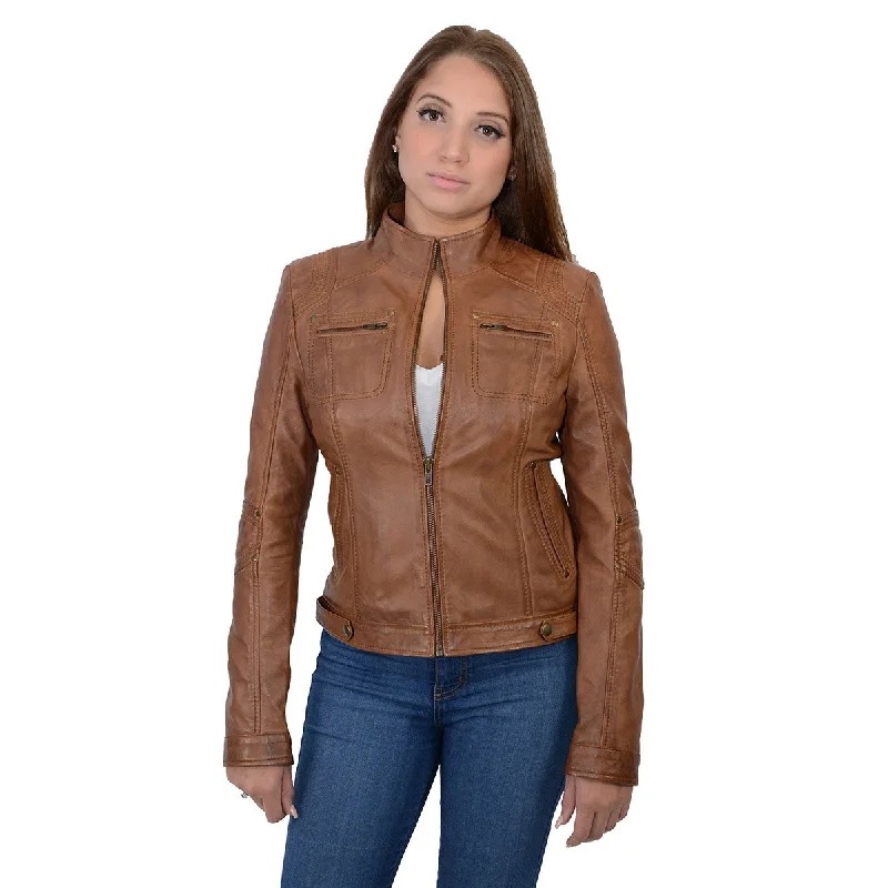 Reduced Prices Milwaukee Leather SFL2800 Women's Racer Whiskey Stand Up Collar Motorcycle Fashion Leather Jacket Reduced Prices Milwaukee Leather SFL2800 Women's Racer Whiskey Stand Up Collar Motorcycle Fashion Leather Jacket