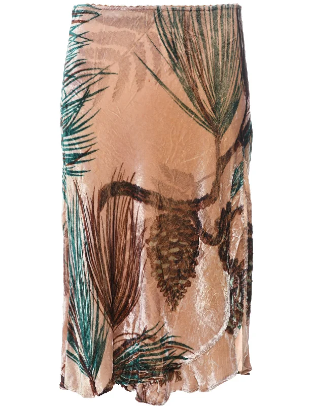 Great Deals Velvet Foliage  Midi Skirt - M