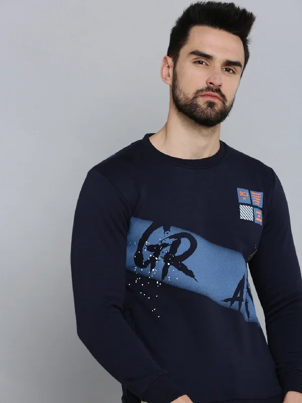 Price Reduction Men Blue Solid Sweatshirt