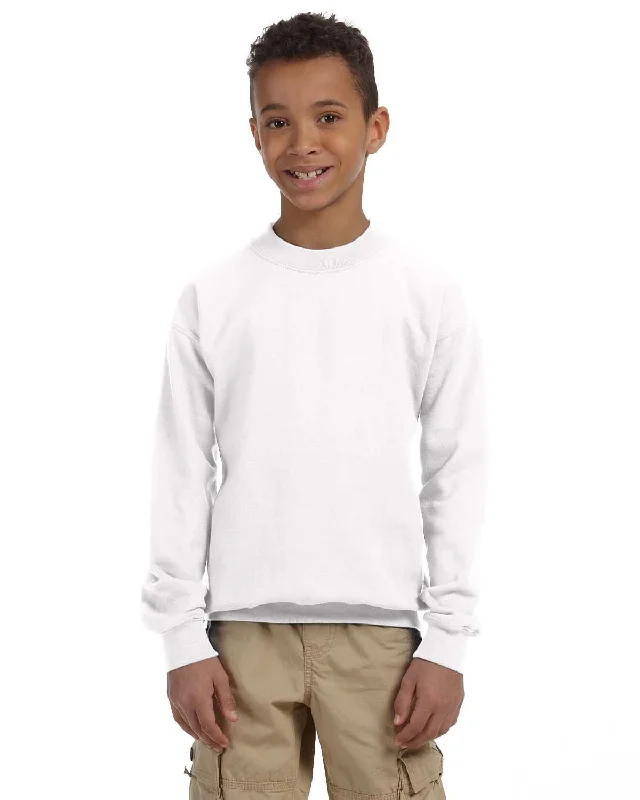 Deal Dash Gildan Youth 50/50 Crewneck Sweatshirt | White