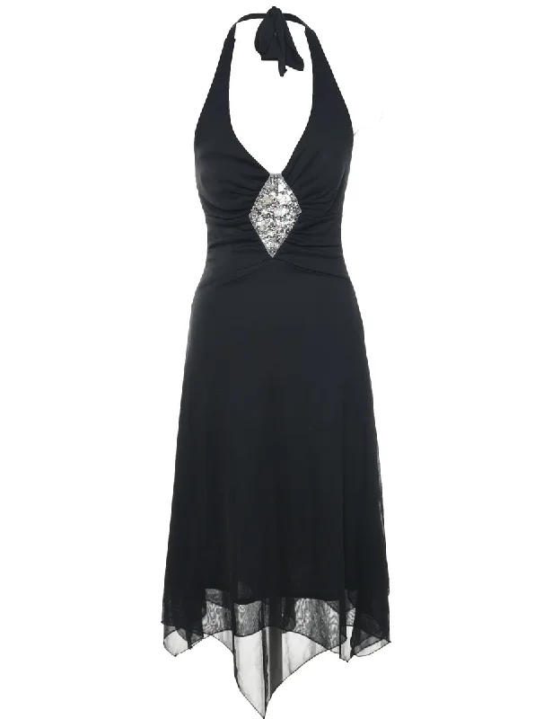 Great Bargain Y2K Halter Evening Dress - XS
