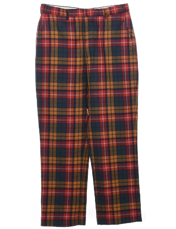 Weekend Discounts to Enjoy Wool Checked Pattern Trousers - W32 L30