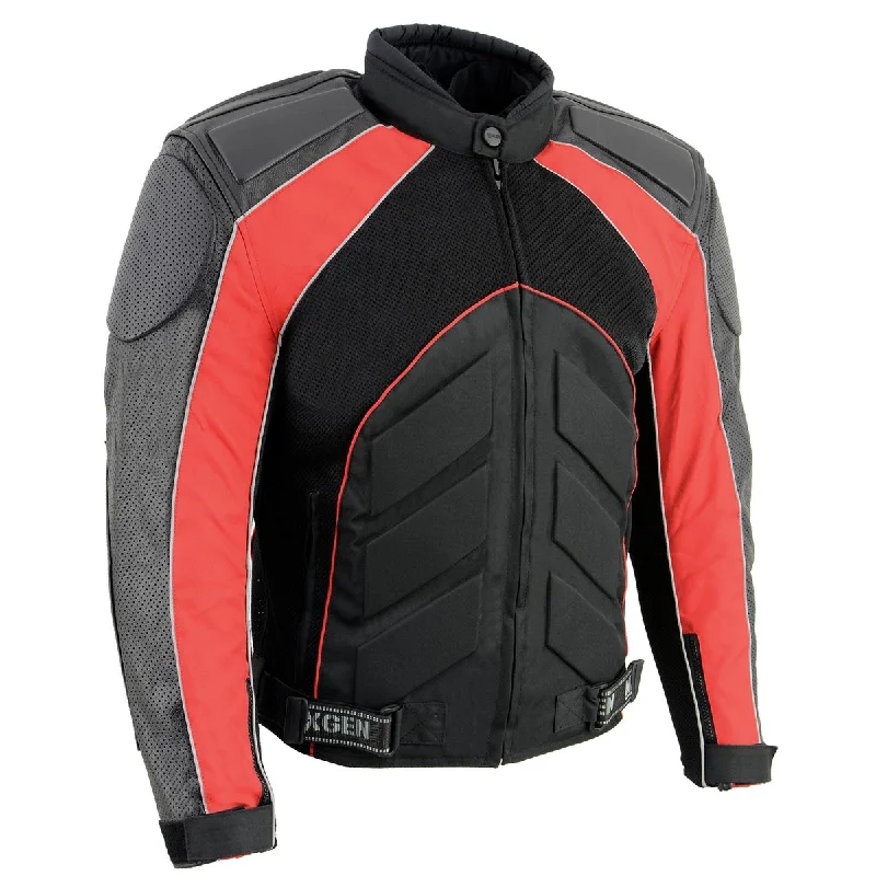 Factory Direct Sale NexGen SH2153 Men's Combo Black and Red CE Armored Leather and Textile with Mesh Motorcycle Jacket Factory Direct Sale NexGen SH2153 Men's Combo Black and Red CE Armored Leather and Textile with Mesh Motorcycle Jacket