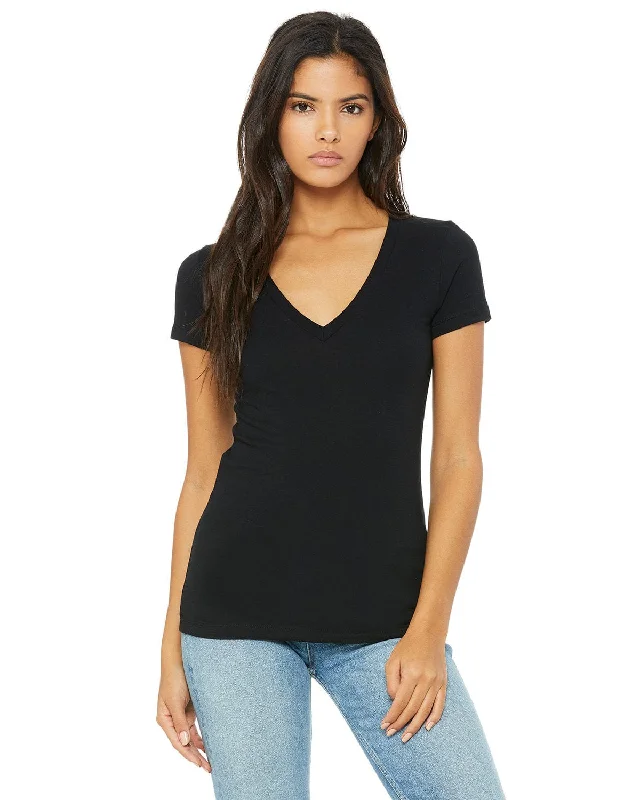 Bargain Prices Bella+Canvas Ladies Deep V-Neck T-Shirt | Black