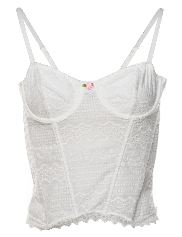 Sale Alert White Lace Bow Detail Bustier - S