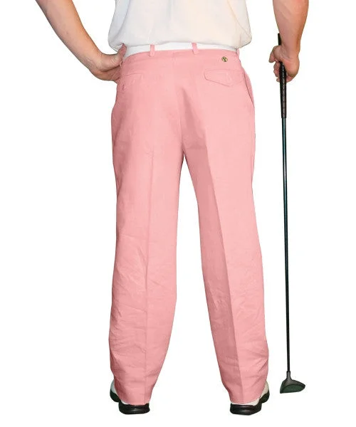 Massive Savings Golf Knickers: Mens 'Par 4' Cotton/Ramie Golf Trousers - Pink