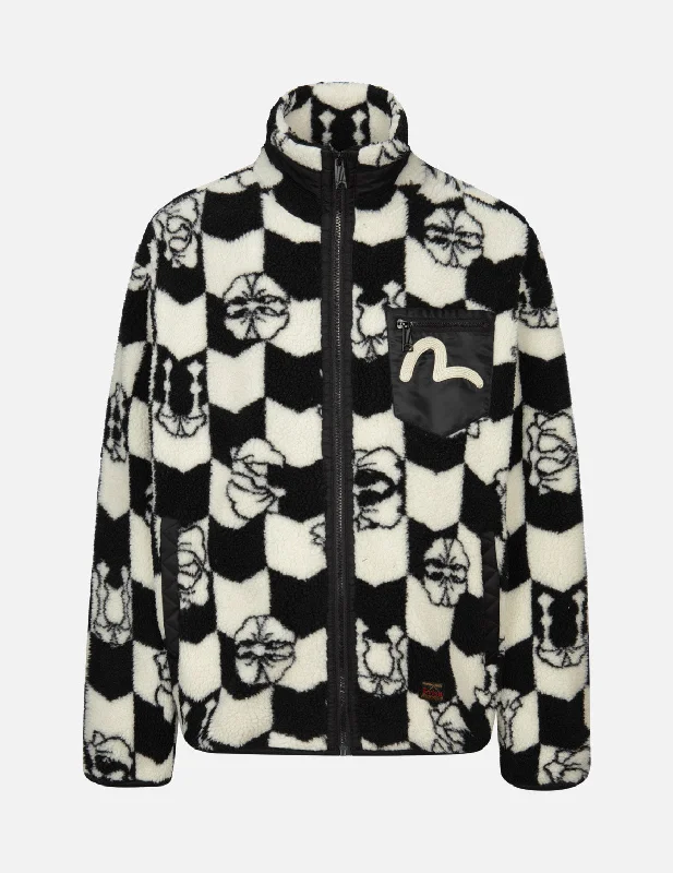 Bargain Blast Monogram Jacquard Relax Fit Zipped Sherpa Jacket