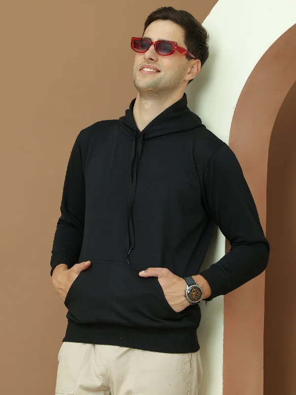 Celebrate the Weekend with Discounts VimaL Jonney Regular Fit Black Solid Hoodie For Men Celebrate the Weekend with Discounts VimaL Jonney Regular Fit Black Solid Hoodie For Men
