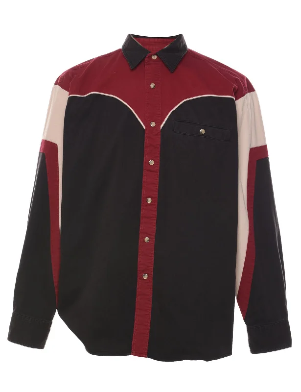 Year-End Sale Wrangler Black & Red Western Style Denim Shirt - L