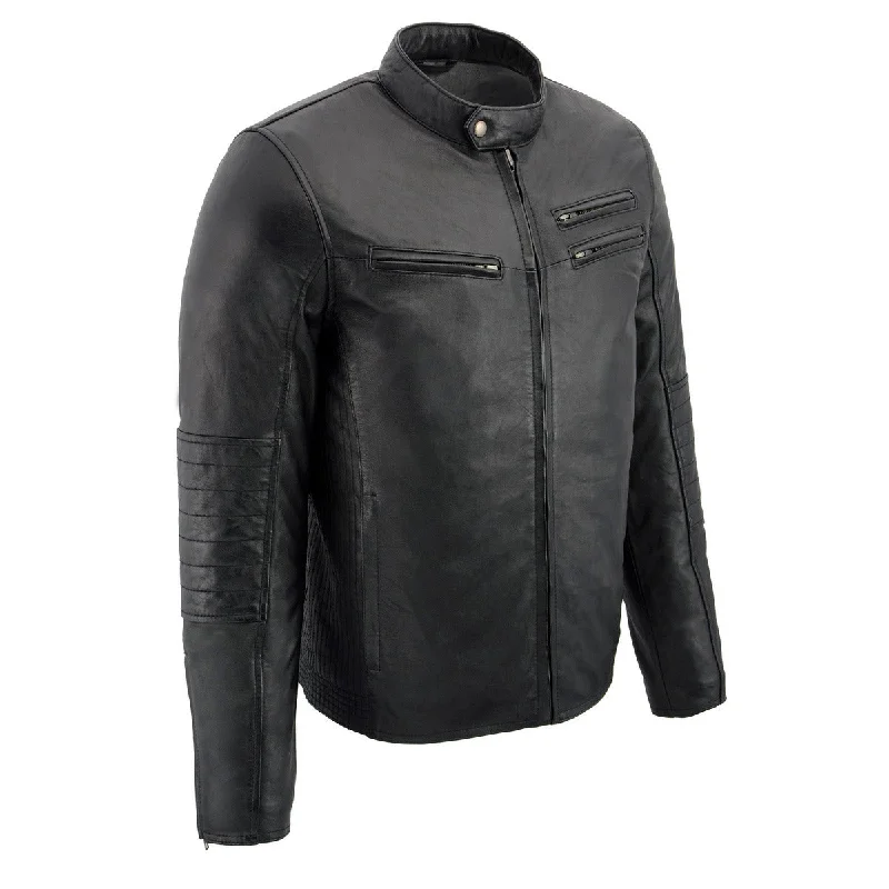 Celebrate the Weekend with Discounts Milwaukee Leather SFM1806 Men's Black Euro Collar Cafe Style Leather Jacket Celebrate the Weekend with Discounts Milwaukee Leather SFM1806 Men's Black Euro Collar Cafe Style Leather Jacket