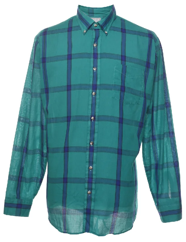 Weekend Shopping Made Better Turquoise Checked Shirt - L