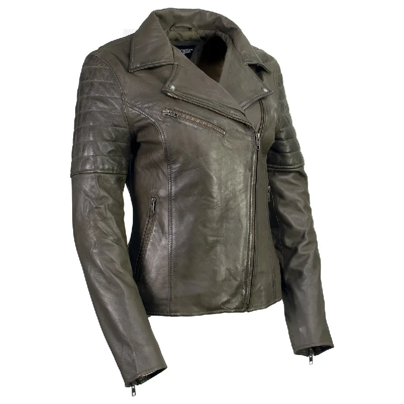 Buy Now Milwaukee Leather Women's Duchess Olive Motorcycle Style Fashion Casual Leather Jacket SFL2870 Buy Now Milwaukee Leather Women's Duchess Olive Motorcycle Style Fashion Casual Leather Jacket SFL2870