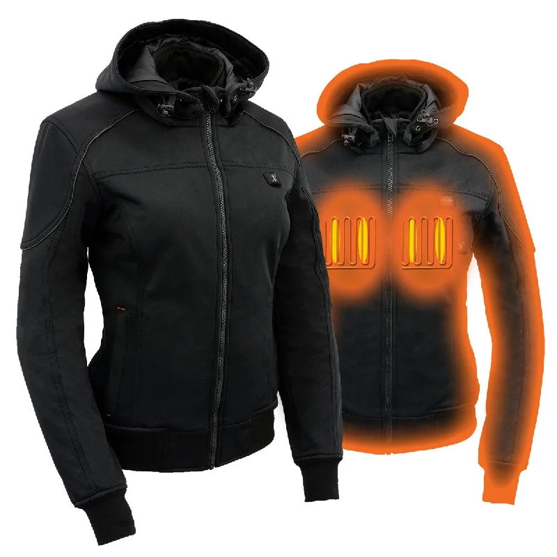 Midnight Madness Nexgen Heat MPL2761SET Women's Black 'Heated' Soft Shell Racing Style Heated Jacket for Hiking Riding w/ Battery Midnight Madness Nexgen Heat MPL2761SET Women's Black 'Heated' Soft Shell Racing Style Heated Jacket for Hiking Riding w/ Battery