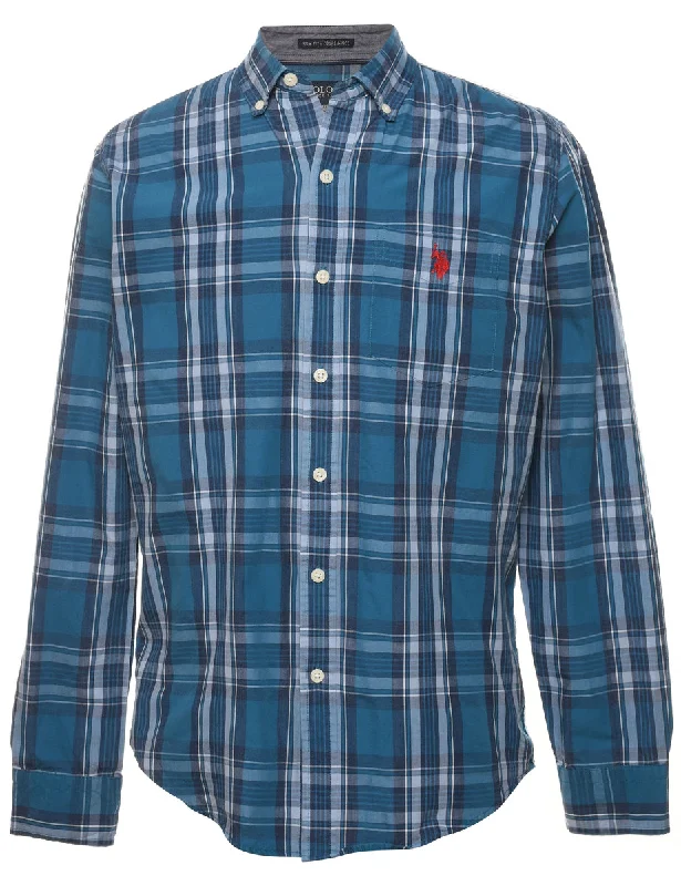 Weekend Savings Spectacle U.S. Polo Assn. Teal Checked Shirt - S