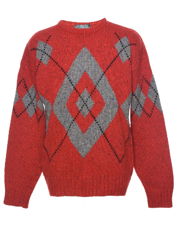 Savings Soar This Weekend Wool Argyle Jumper - L