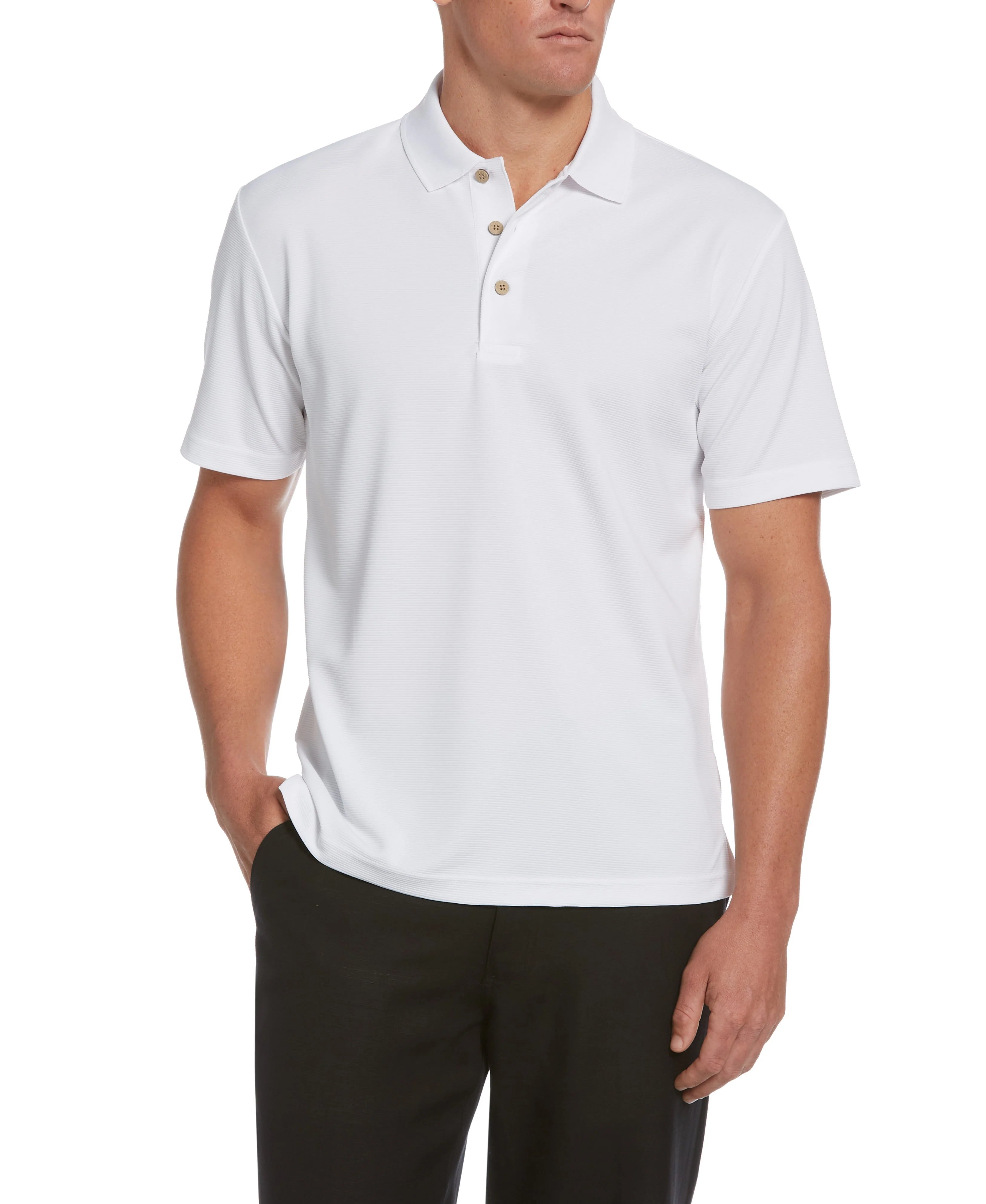 Super Deal Cubavera Mens 3 Button Polo Mesh Short Sleeve Shirt - CDSK0166-White