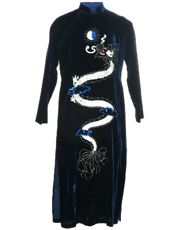 Savings Spectacular Velvet Evening Dress - M