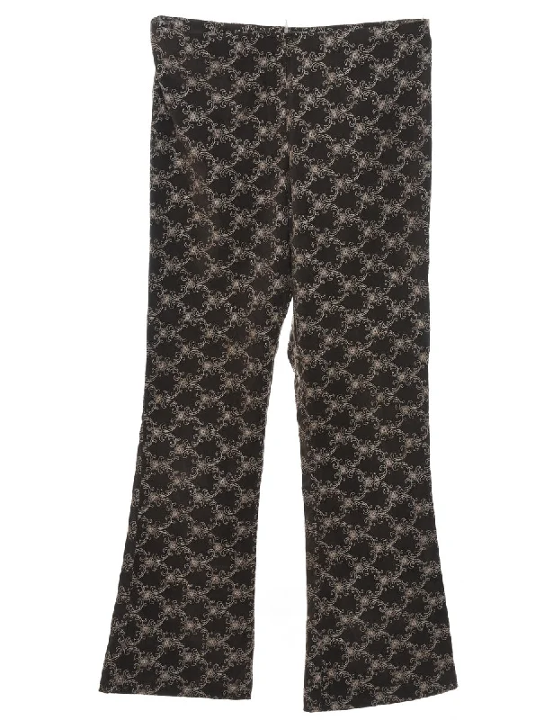 Fantastic Savings Y2K Floral Print Embroidered Trousers - W32 L32