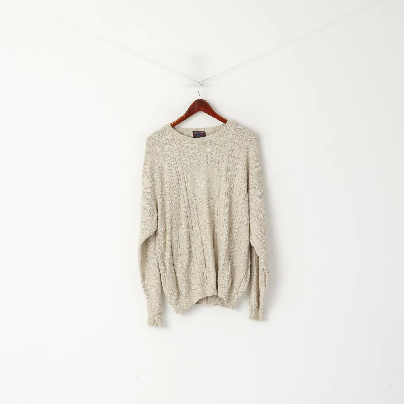 Special Offer Peter Gribby Men M Jumper Beige Cotton Knitted Marine Club Atlantic Challenge Sweater