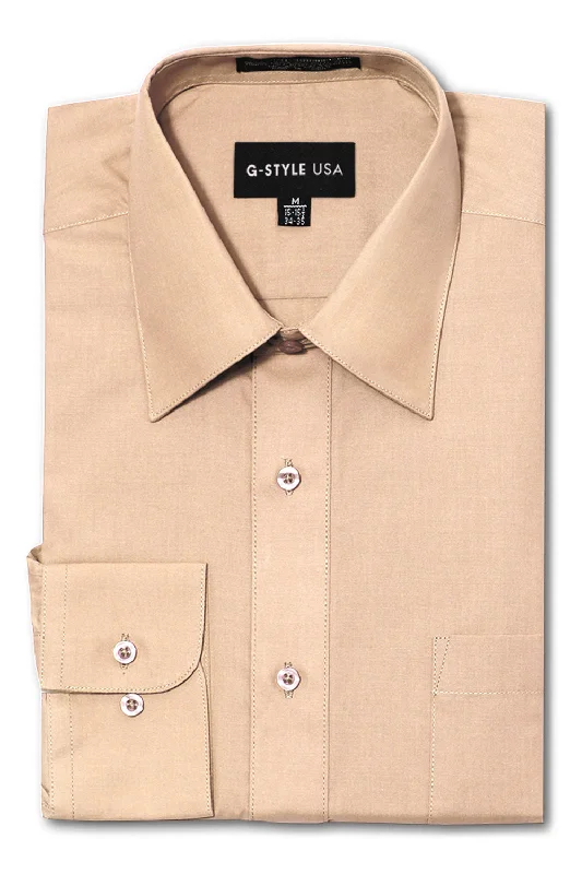 Weekend Deals That Sparkle Men's Basic Solid Color Button Up Dress Shirt (Blush)