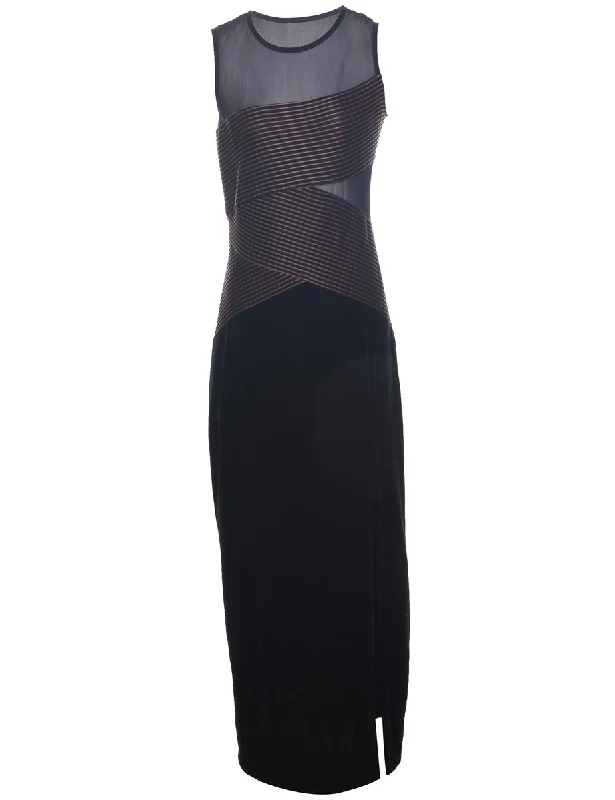 Online Exclusive Velvet Black Evening Dress - S