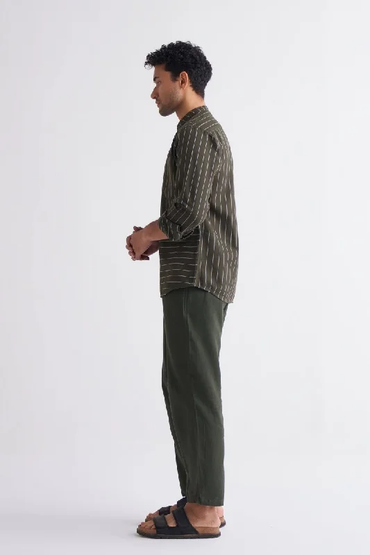 Weekend Flash Sale Front Pocket Shirt - Olive Stripe