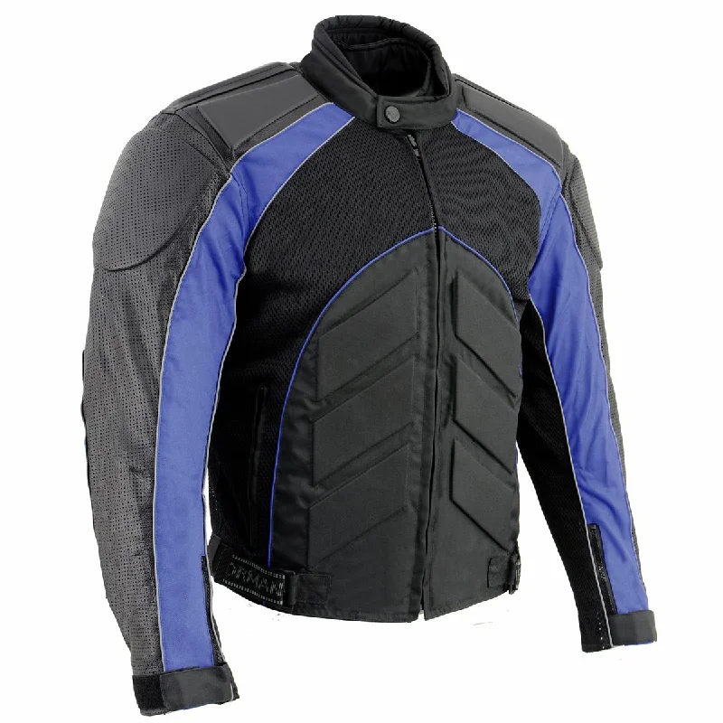 Epic Deals NexGen SH2153 Men's Black and Blue CE Armored Motorcycle Textile and Leather Combo Jacket Epic Deals NexGen SH2153 Men's Black and Blue CE Armored Motorcycle Textile and Leather Combo Jacket