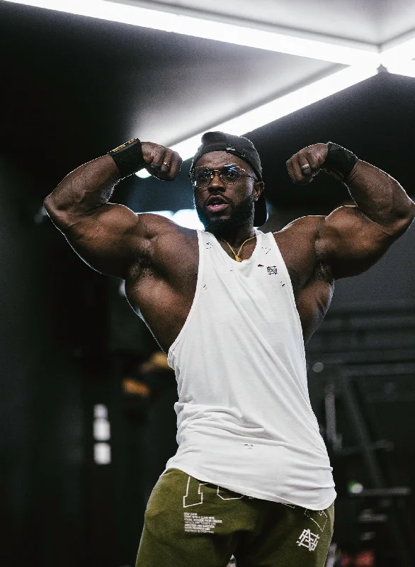 One-Day Only MOTO DISTRESSED STRINGER - WHITE