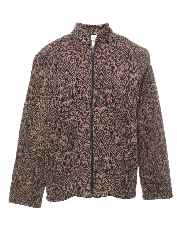 Act Fast White Stag Patterned Tapestry Jacket - M
