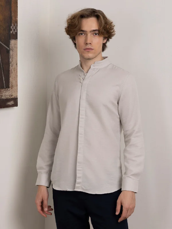Steals and Deals Grey Chinese Collar Shirt