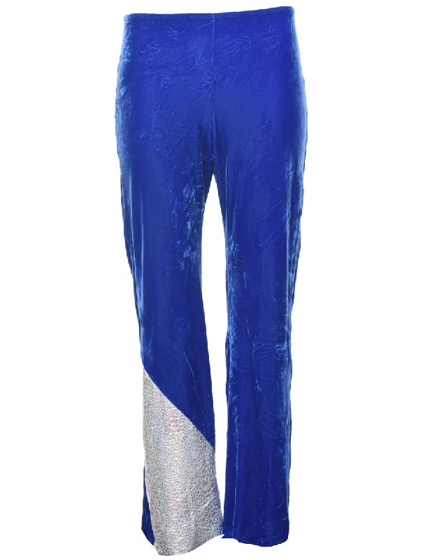 Best Bargains Velvet Fabric Blue Trousers - W26 L28