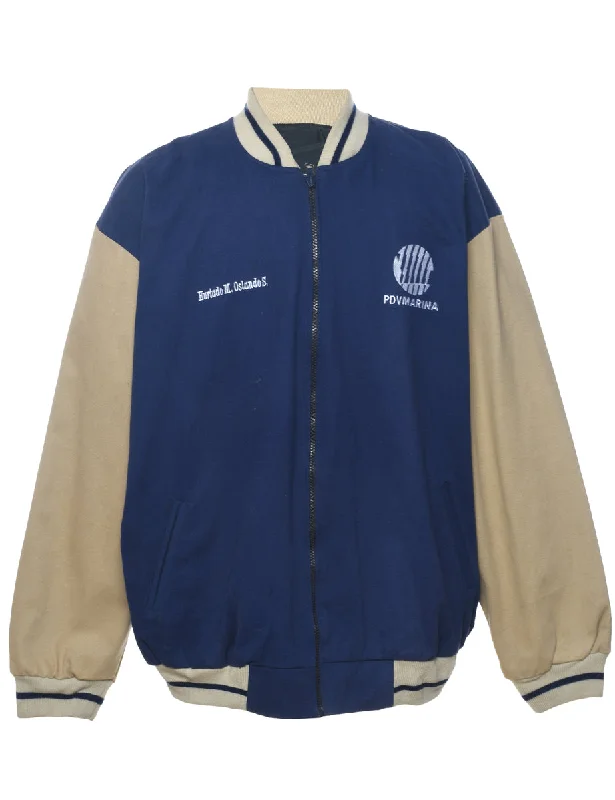 Weekend Specials to Enjoy Two-Tone Beige & Navy Bomber Jacket - L