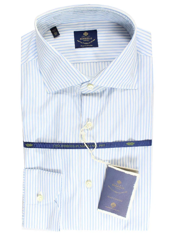 Exclusive Access Luigi Borrelli Dress Shirt ROYAL COLLECTION Classic White Blue Stripes 38 - 15 Exclusive Access Luigi Borrelli Dress Shirt ROYAL COLLECTION Classic White Blue Stripes 38 - 15