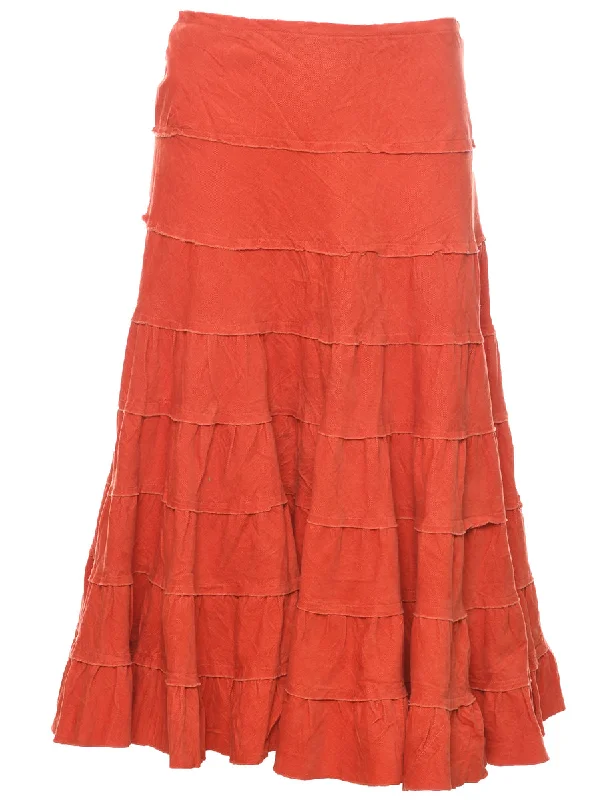 Cash Savings Y2K Corduroy Burnt Orange Midi Skirt - L