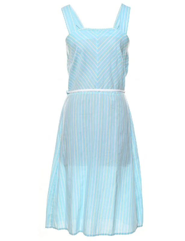 Weekend Savings Spectacular Turquoise Striped Dress - S