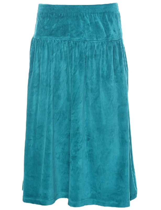 New Arrival Velour Blue Midi Skirt - S